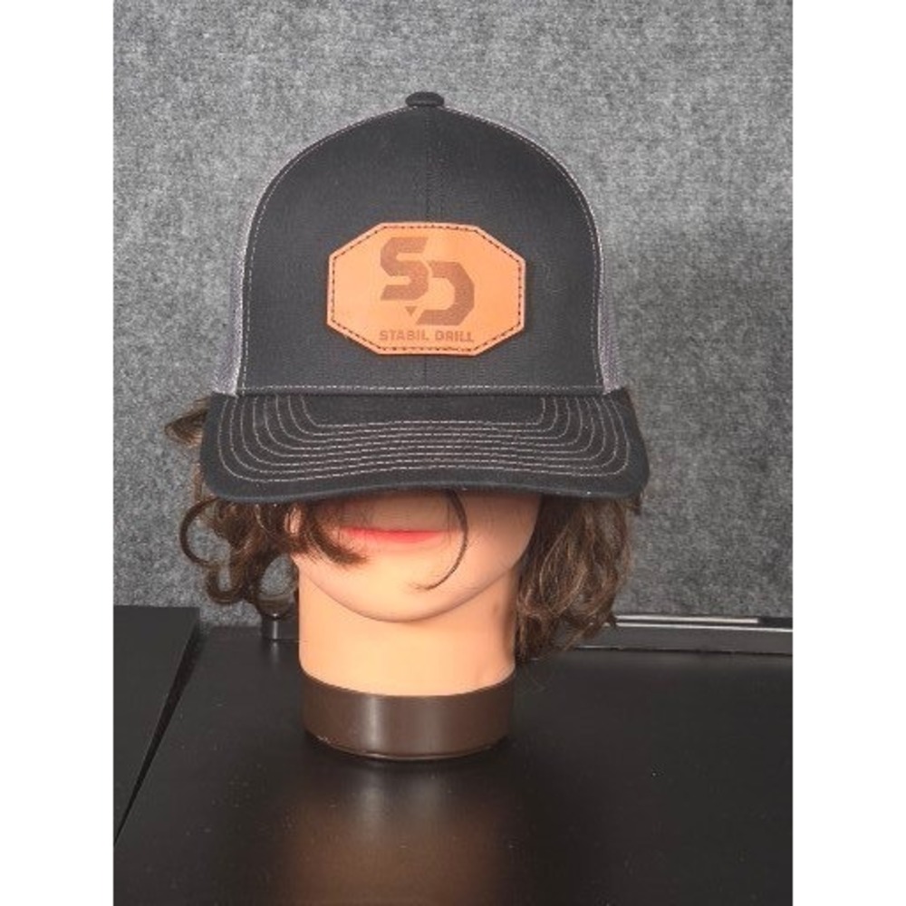 Pacific Headwear 104S Pro Model Stabil Drill Trucker Hat Black Grey Snapback Cap